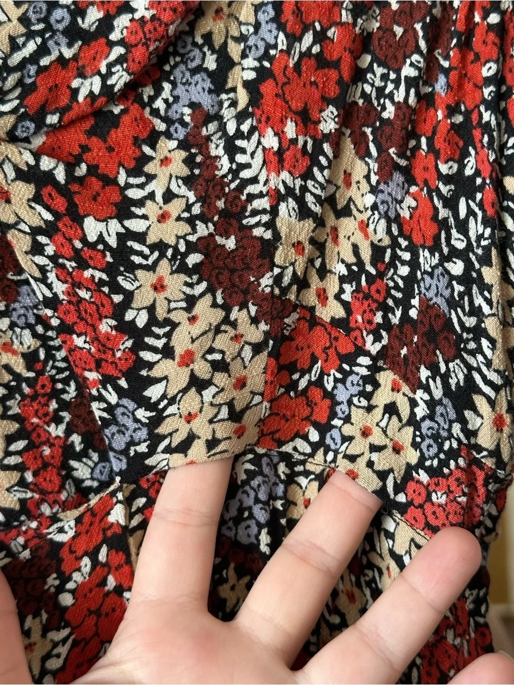 Free People Floral Cutout Mini Dress XS Boho Prairie Tie Sleeve Pockets